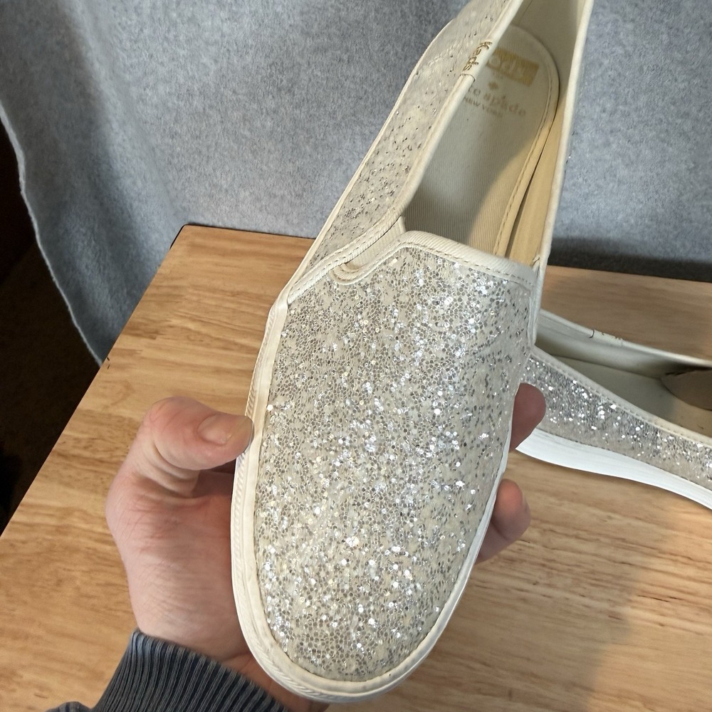 KEDS FOR KATE SPADE New York White Glitter Slip-on Sneaker Sz. 9.5 - Picture 5 of 12